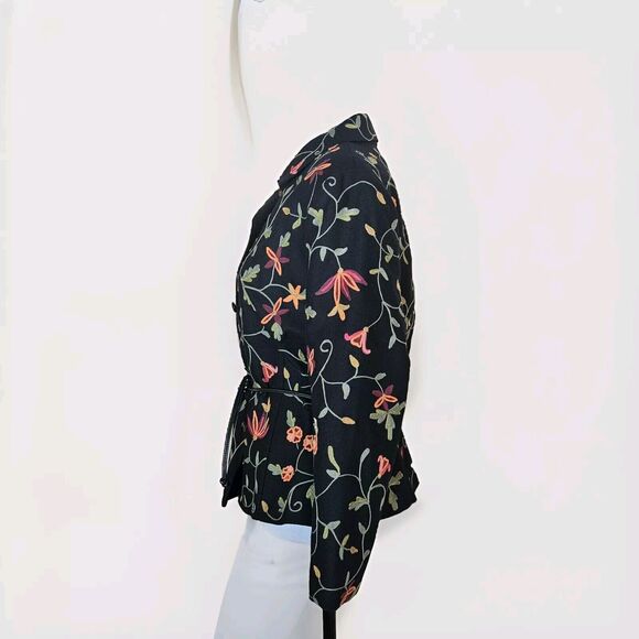 VTG Noviello Bloom Wool Embroidered Jacket W/belt Size 12 - Picture 5 of 16